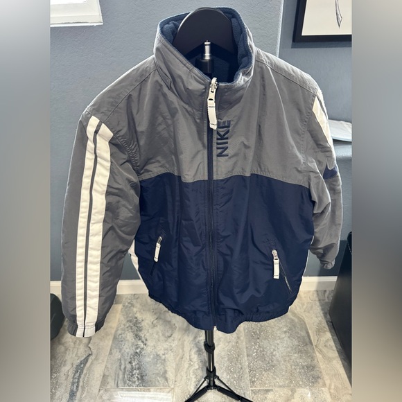 Nike Kids Gray and Navy Reversible Puffer Jacket